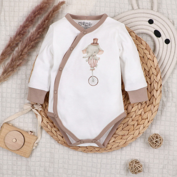 Nini Circus – body niemowlęce kopertowe z organicznej bawełny, antyalergiczne, polska produkcja