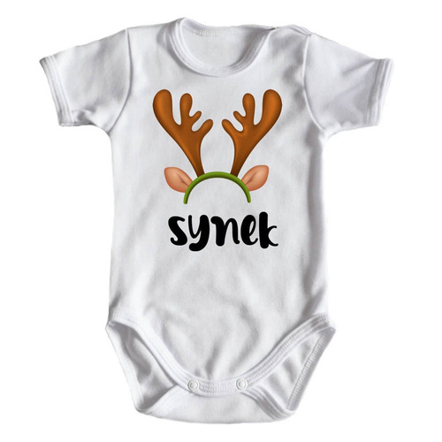 Body świąteczne krótki rękaw synek do zestawu MAMA TATA SYN Moocha biały 