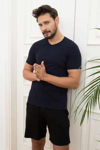 Koszulka męska, serek Ikar Italian Fashion - granat