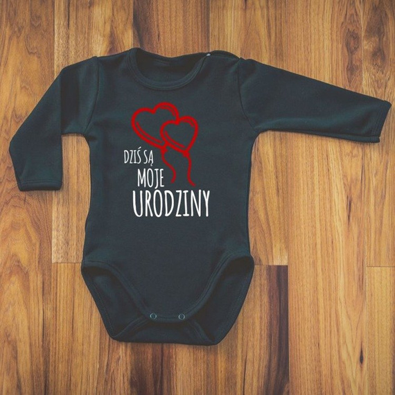 Body długi rękaw "Dziś są moje urodziny" Moocha czarne