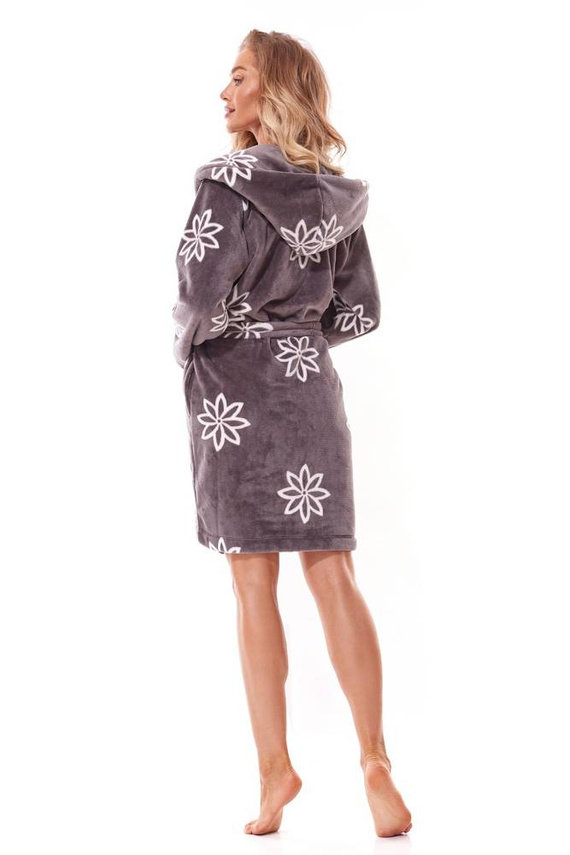 Krótki Szlafrok Damski 2316 Miss Fleur L&L - onyx