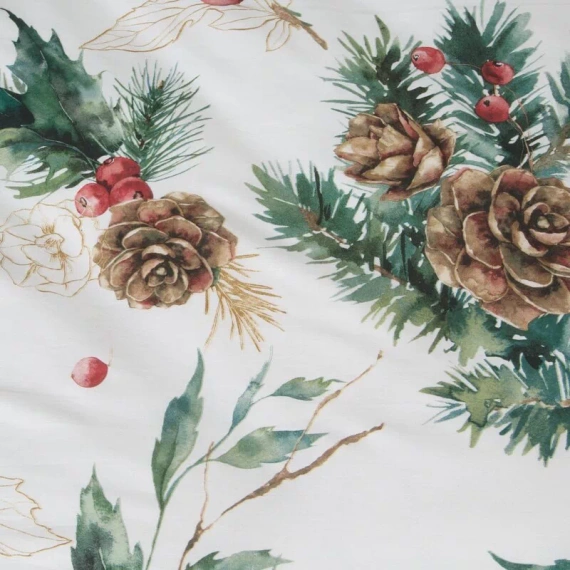 Pościel świąteczna stroiki Pino Eurofirany biały/zielony