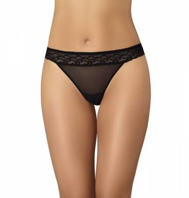 Stringi Damkie Koronkowe Ero Teyli - czarny