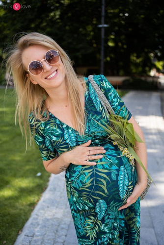 Two Ways LONG Sukienka do karmienia ciążowa krótki rękaw Milk&Love granatowy 