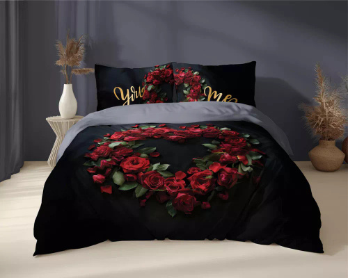 Pościel bawełniana Ty i Ja You and Me 5287 A Holland Detexpol czarny  
