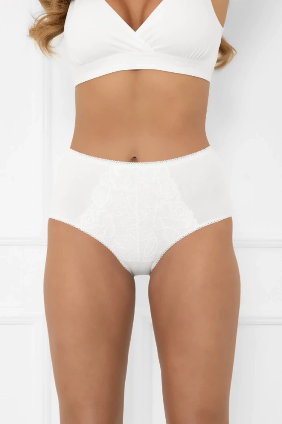 Libra maxi – figi damskie bawełniane z koronką Italian Fashion - biały 