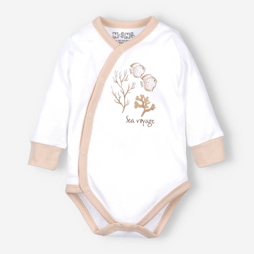 Body kopertowe z bawełny organicznej Turtles Nini ecru