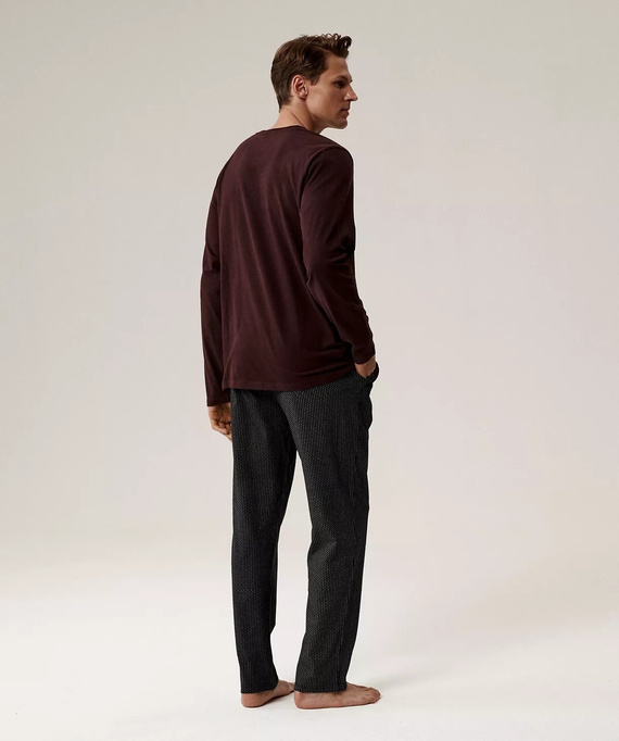 Bawełniana piżama męska NMP-389 Atlantic – długi rękaw, komfort i styl na co dzień