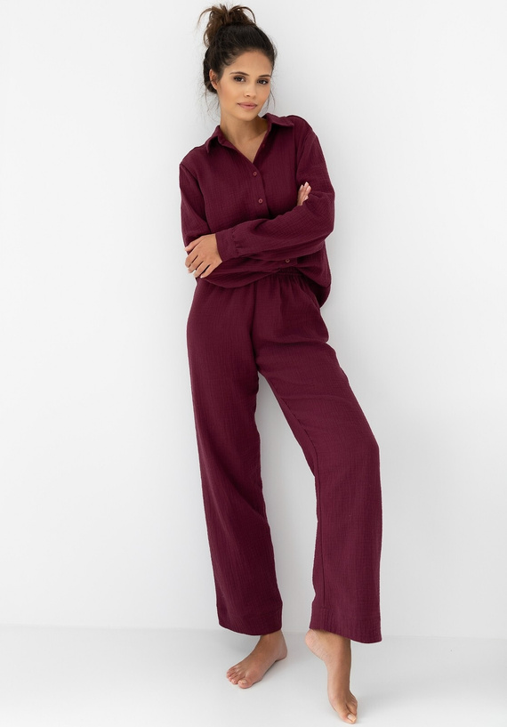 Sensis Colette – piżama damska muślinowa, zapinana na guziki, z długim rękawem