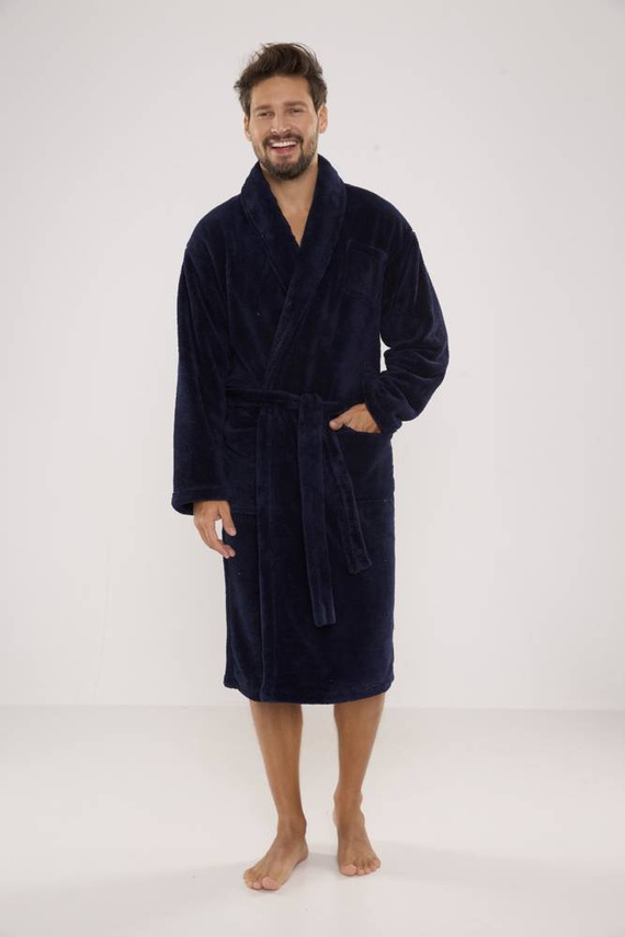 811 Plusz szlafrok męski De Lafense - granatowy