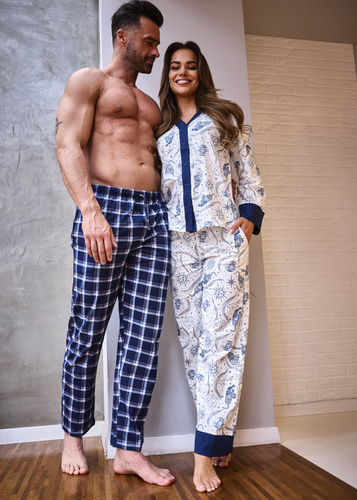 CORNETTE Amber 514/443 – piżama damska z bawełny, długi rękaw, guziki