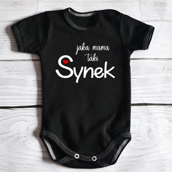 Body krótki rękaw "Jaka mama taki Synek" Moocha białe