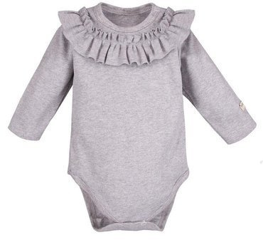 Body z długim rękawem, falbana "Simply Comfy" Ewa Klucze-szary melanż