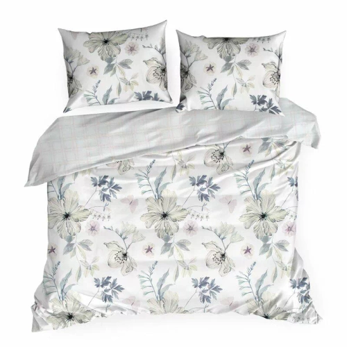 Pościel satynowa Spring 37 Kwiaty Eurofirany biały/zielony