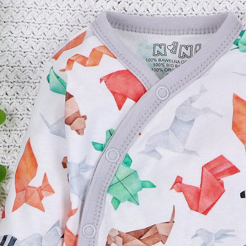 Body kopertowe z bawełny organicznej Fun Origami Nini druk