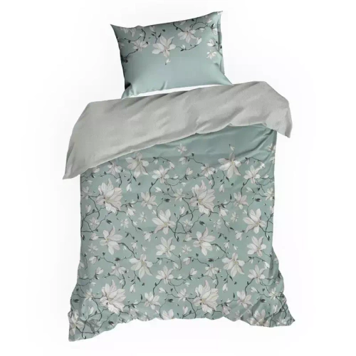 Pościel satynowa Spring 04 Kwiaty Eurofirany miętowy