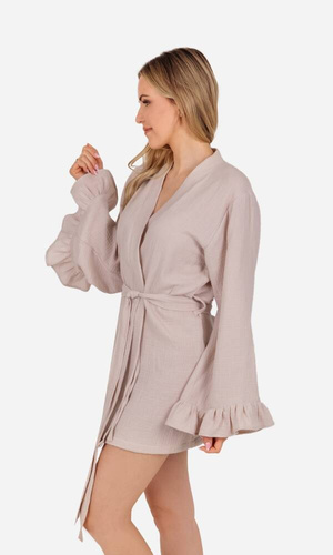 Szlafrok damski muślinowy Mela ByShelly - beżowy