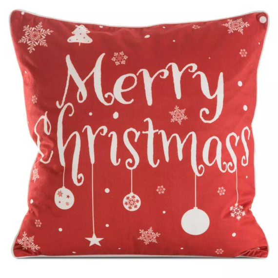 Poszewka świąteczna Merry Christmas welurowa Chp 121 Eurofirany czerwony