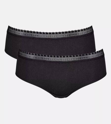 Figi Damskie GO Ribbed R Hipster C2P 2-pak Sloggi - black