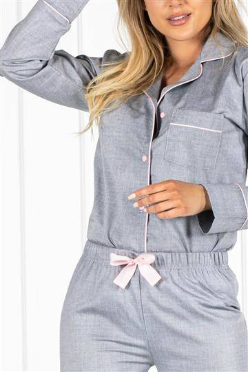 Piżama damska rozpinana Eve Momenti Per Me grey