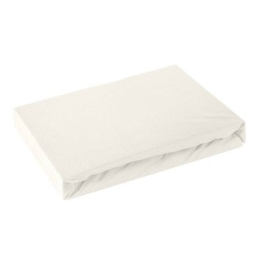 Prześcieradło jersey z gumką na wysoki materac Design91 kremowe