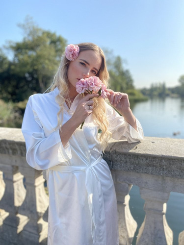 798 Classic szlafrok damski Forex - perłowy