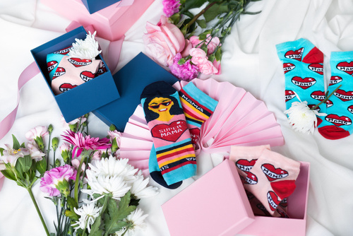 Skarpety damskie K89S Super Mama Italian Fashion - granat/kolory