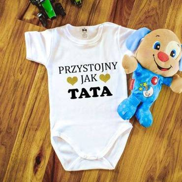 Body krótki rękaw "PRZYSTOJNY JAK TATA" Moocha biały