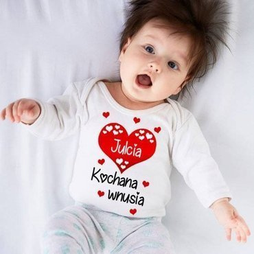 Body długi rękaw "KOCHANA WNUSIA z imieniem" Moocha biały