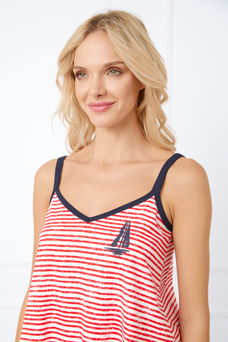 Piżama Damska ramiączko, krótkie spodnie Flota Italian Fashion - druk czerwony/granatowy 