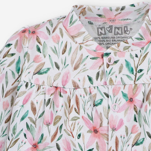 Kaftanik niemowlęcy z bawełny organicznej Pink Flowers Nini 