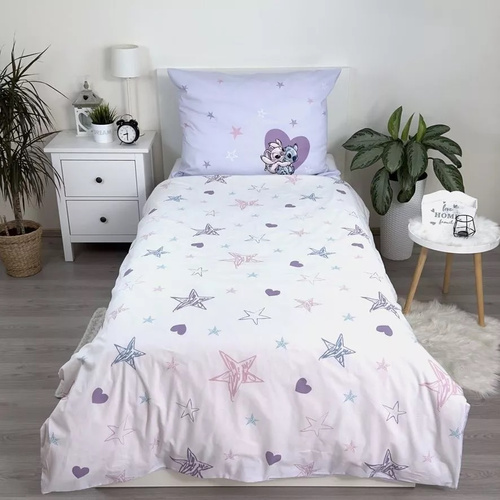 Pościel dziecięca bawełniana JF 24 Lilo i Stitch Heart wrzosowa Jerry Fabrics