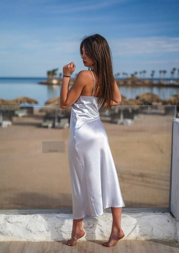 Iga Halka satynowa koszulka damska DKaren - srebrny