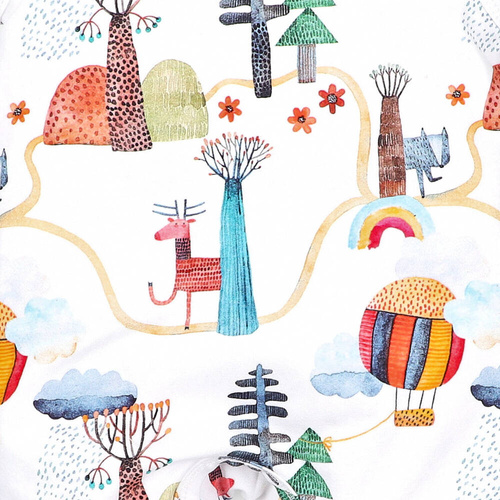 Śpiochy z bawełny organicznej Kolorowy Las Nini druk