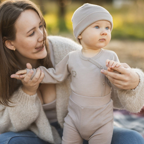 Body kopertowe z wełny merynosów Eevi - beżowe 