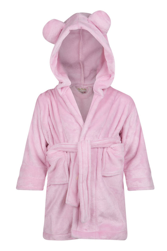 Szlafrok dziecięcy z uszami Teddy ByShelly - jasny róż