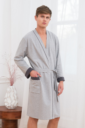 Szlafrok męski z kieszeniami Gabriel Italian Fashion- melanż/grafit