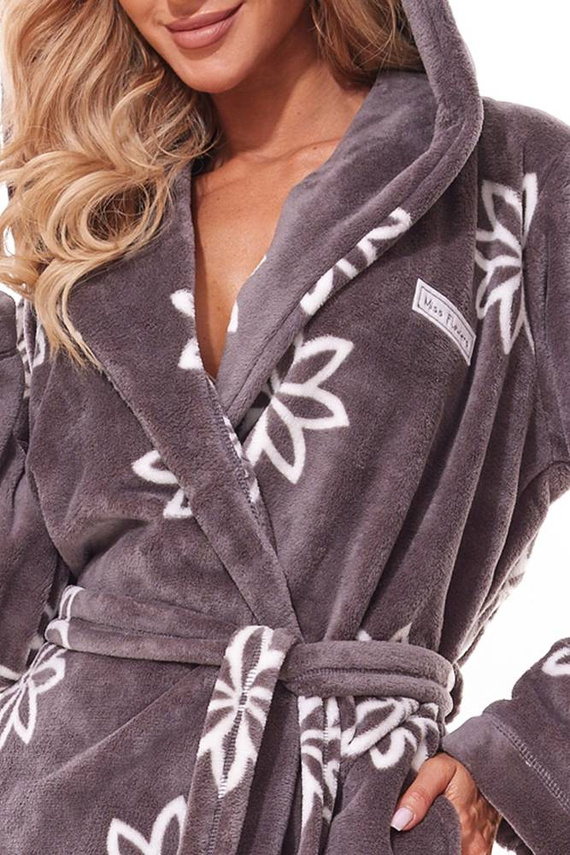 Krótki Szlafrok Damski 2316 Miss Fleur L&L - onyx