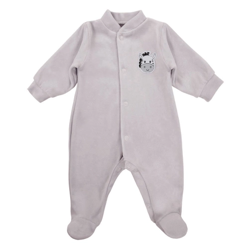 Pajac welurowy z naszywką "Baby Love" Ewa Klucze -szary  