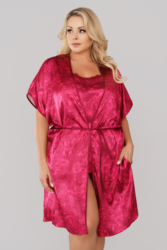 Szlafrok Damski Impresja Italian Fashion-  bordowy 