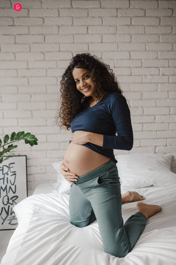 Dresowe spodnie ciążowe Milk&Love morska zieleń