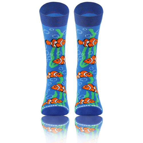 Rybki Skarpety długie finest cotton dwie różne Sesto Senso niebieski