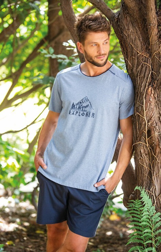 Piżama Męska MNS 628 Key - niebieski