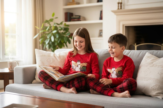 Cornette Winter 594/185, 592/185 – piżama dziewczęca świąteczna czerwona, bawełna