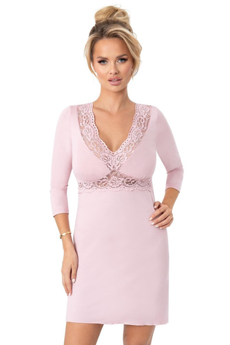 Donna Margo – koszula nocna damska z wiskozy, koronka, rękaw 3/4, eleganckie pudełko