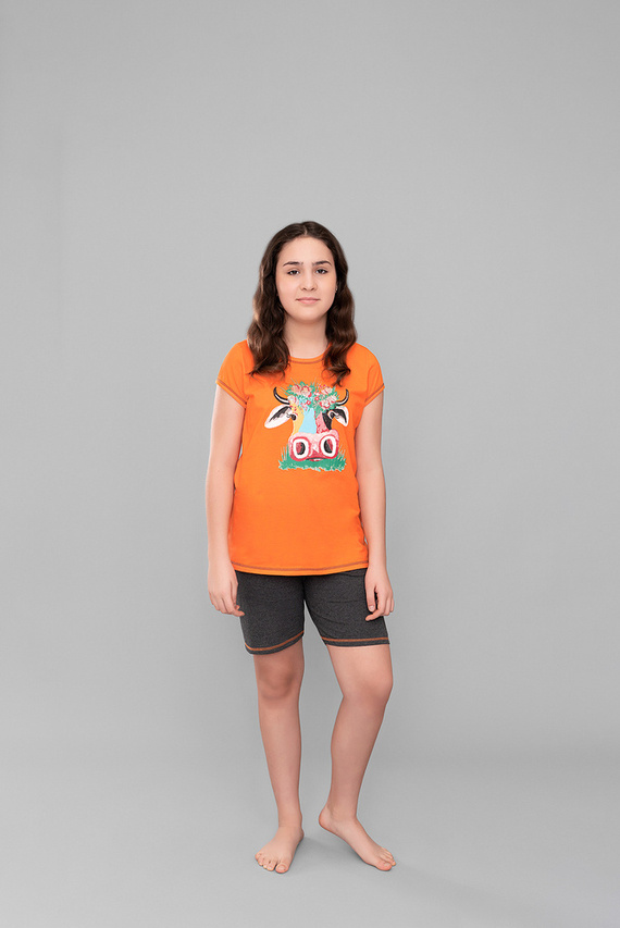 Piżama dziewczęca Blonde Italian Fashion - pomarańcz/ciemny melanż