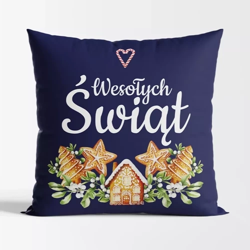 Poduszka świąteczna Pierniki Markizeta granatowy