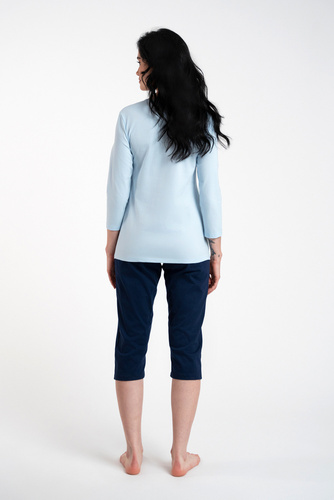 Piżama Damska 3/4 rękaw, 3/4 spodnie Arietta Italian Fashion - niebieski 