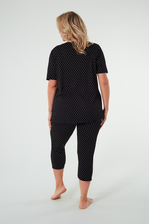 Piżama Damska krótki rękaw, 3/4 spodnie Puntini Italian Fashion - czarny