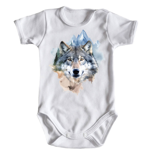 Body krótki rękaw "Wilki" Moocha biały 